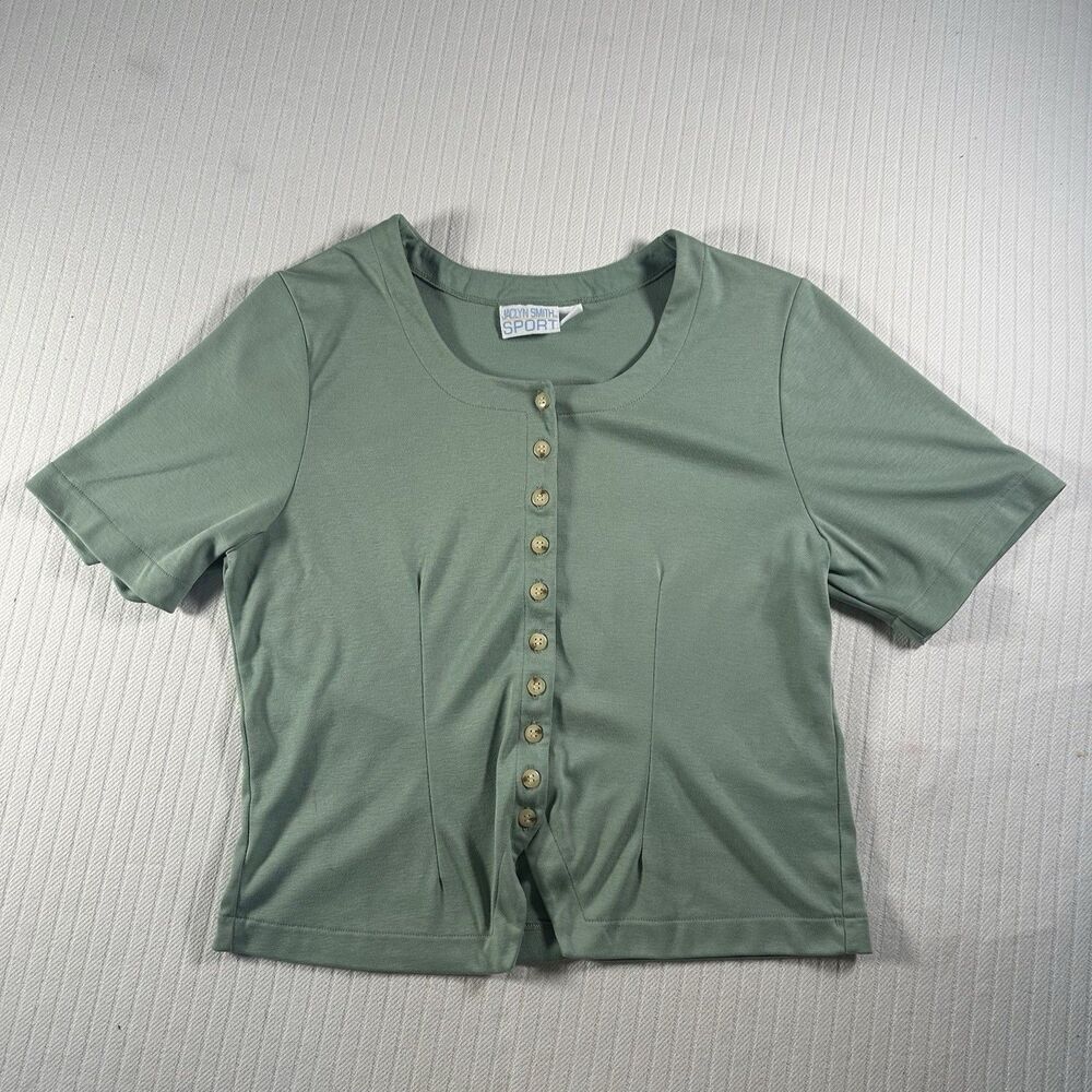 Jaclyn Smith Sport Women’s Large Light Green Button Front Top Short Sleeve